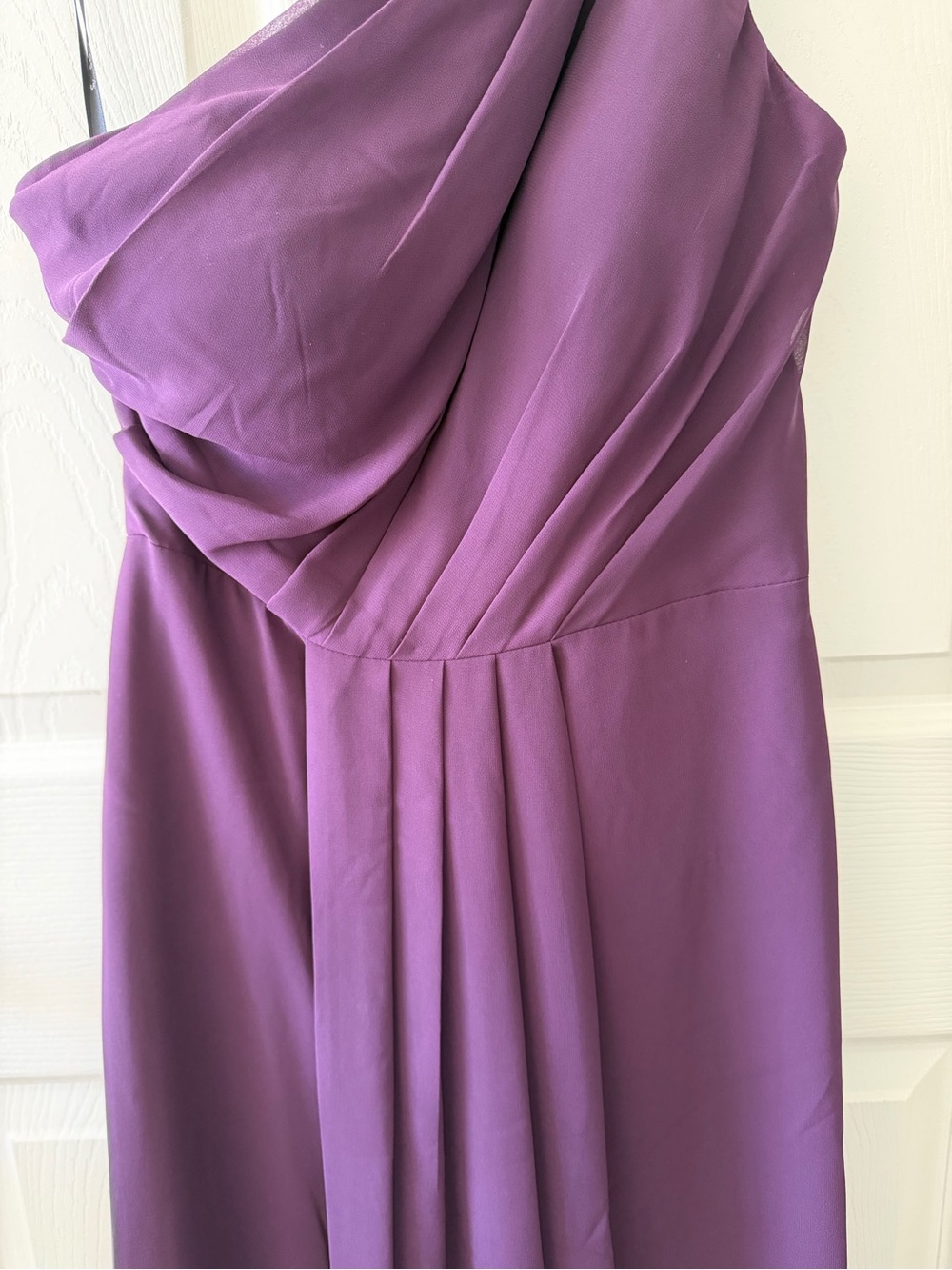 Elegant One-Shoulder Purple Bridesmaid Dress - Picture 3 of 7